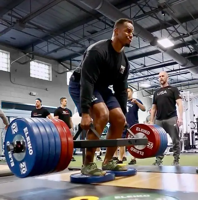 NFL defensive end Nick Williams performing a Trap Bar Deadlift.